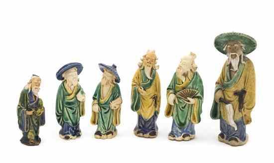 Appraisal: A Collection of Six Chinese Shiwan Figures each depicted in