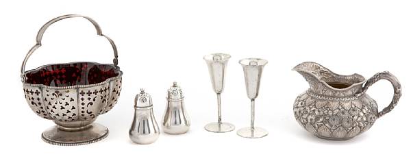 Appraisal: A group of sterling table articles and flatware Comprising floral