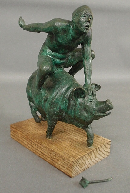 Appraisal: - Bronze sculpture late th c of a naked man