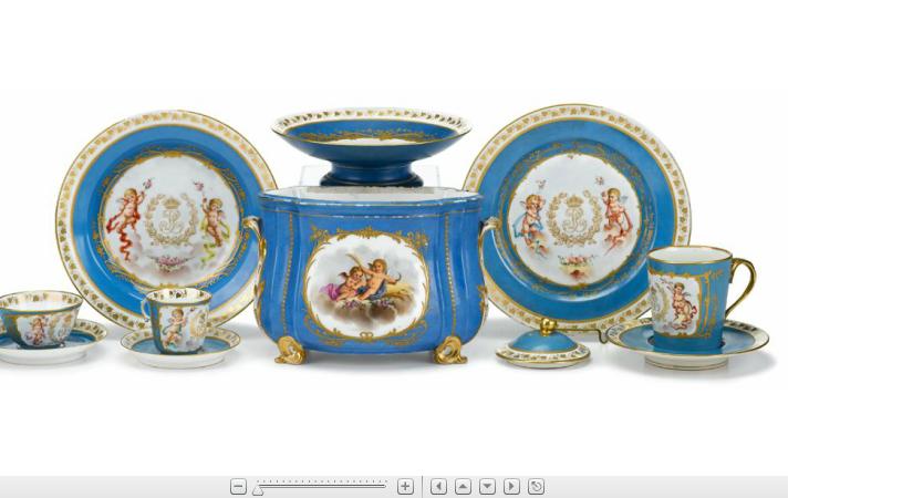 Appraisal: Sevres blue ground porcelain part service mid th century for