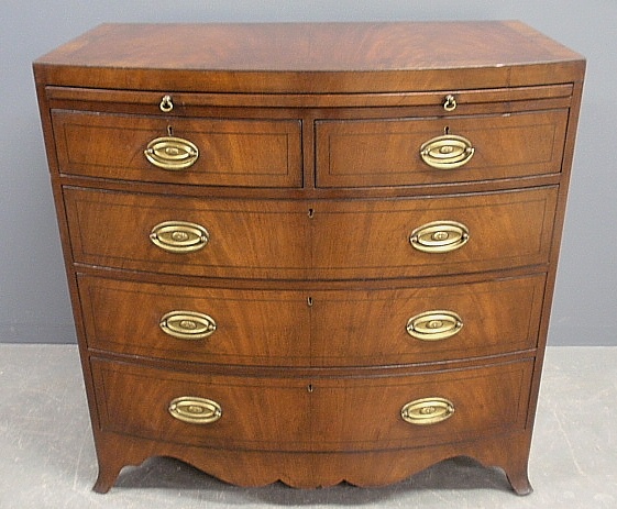 Appraisal: - Georgian mahogany bow-front chest of drawers c with a