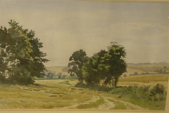 Appraisal: Landscape scene with trees and fields beyond possibly by Donald