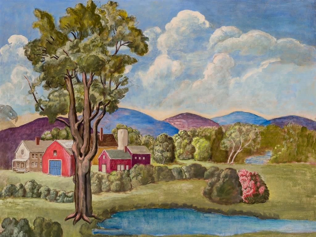 Appraisal: DOROTHY EATON American - Farmhouses in the Berkshires oil on