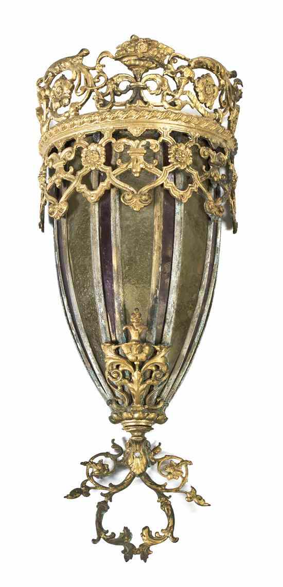 Appraisal: A Neoclassical Gilt Metal and Leaded Glass Sconce of tapering