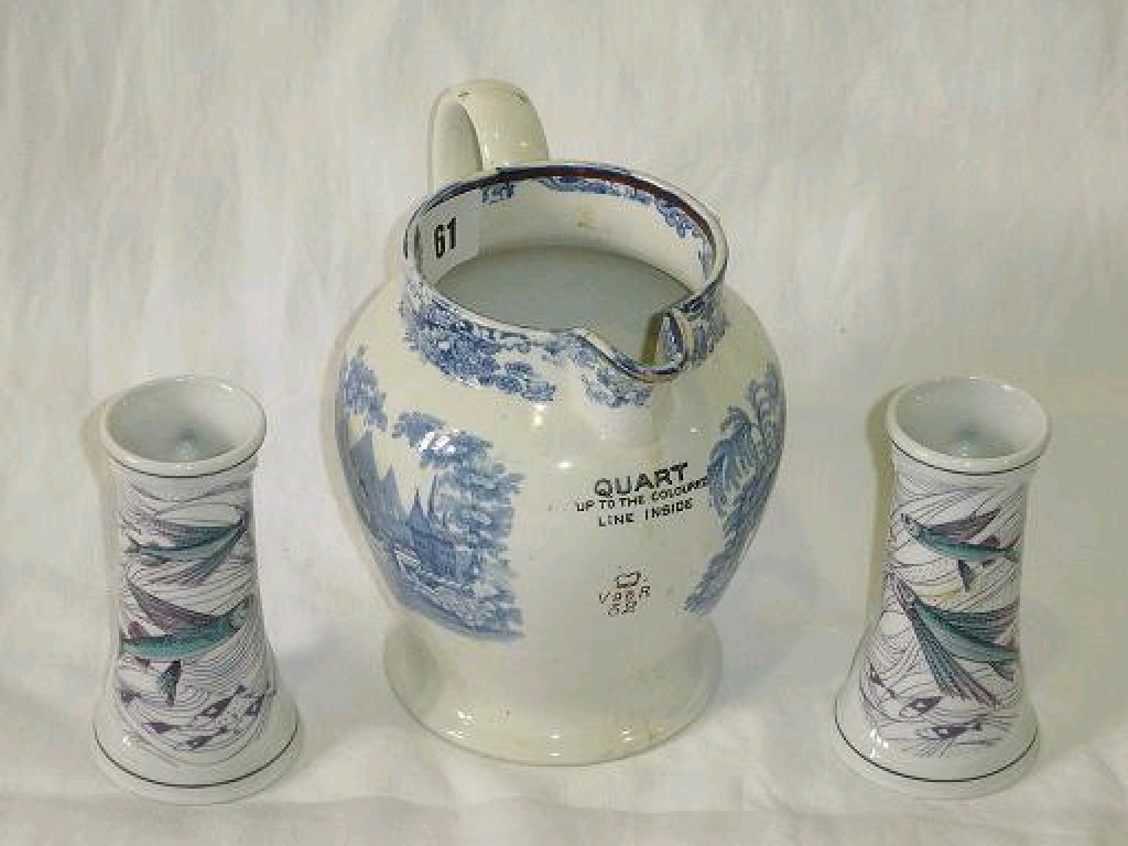 Appraisal: A th century blue and white printed Genovese pattern quart