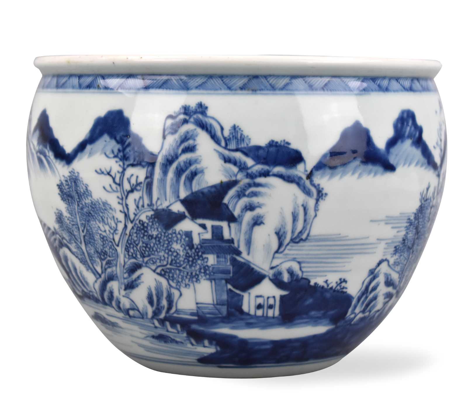 Appraisal: A Chinese th C blue and white jar with landscape