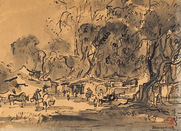 Appraisal: Lan Yinding Ran In-ting - Banyan Tree Ink on paper