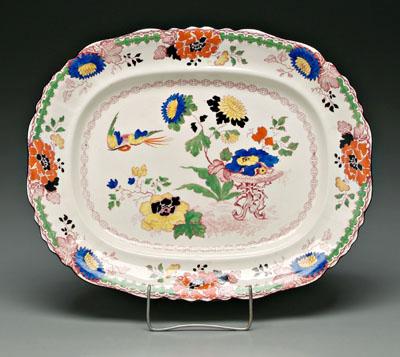 Appraisal: Mason s ironstone platter red transfer with polychrome flowers and