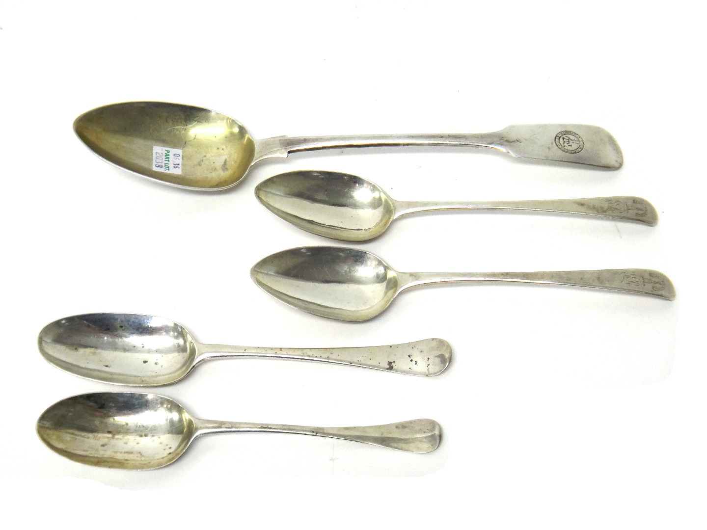 Appraisal: A Victorian silver fiddle pattern stuffing spoon Newcastle a silver