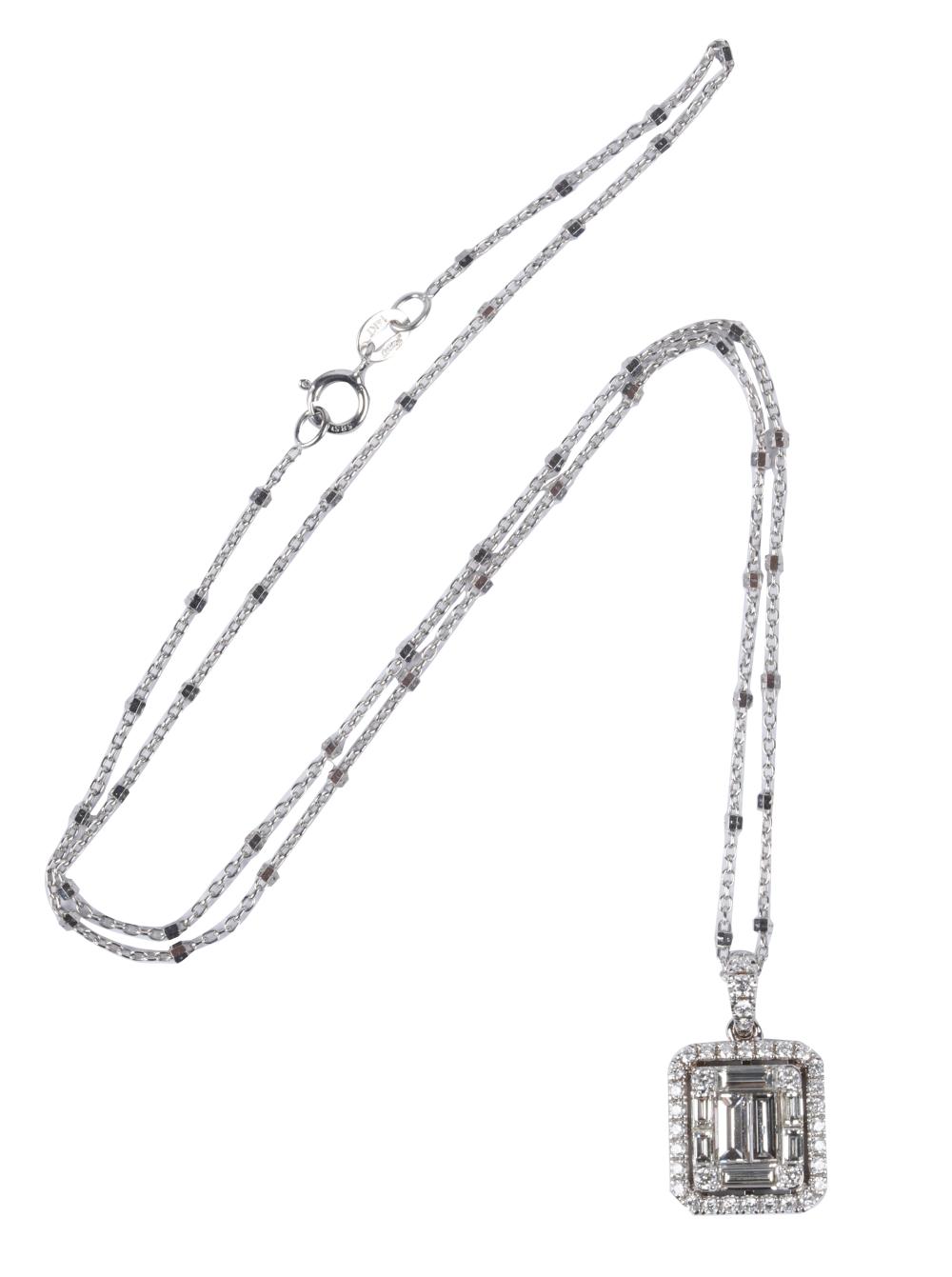 Appraisal: WHITE GOLD DIAMOND NECKLACEcomprising an karat white gold pendant on