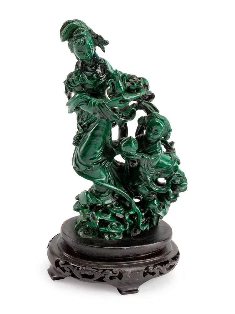 Appraisal: A Chinese Export Carved Malachite Figural Group A Chinese Export