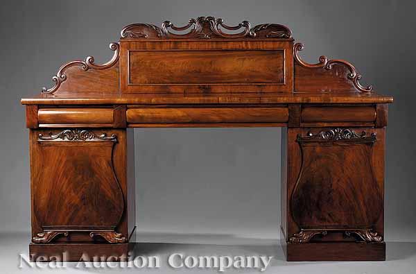 Appraisal: A William IV Carved Mahogany Pedestal Sideboard c the paneled