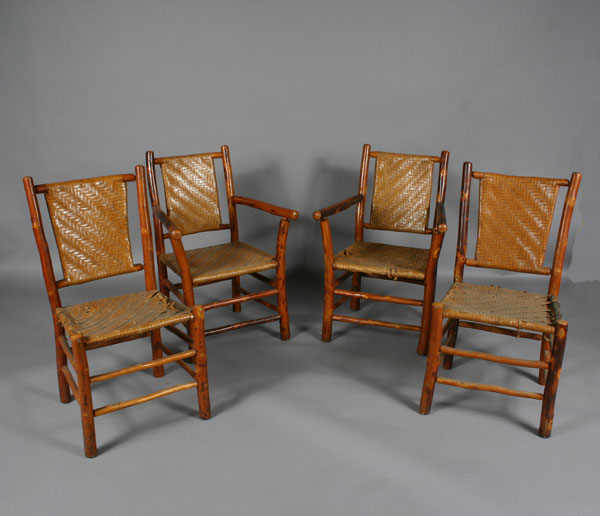 Appraisal: Set of four Old Hickory chairs two arm and two