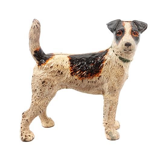 Appraisal: A Cast Iron Wire Fox Terrier Doorstop Height inches A