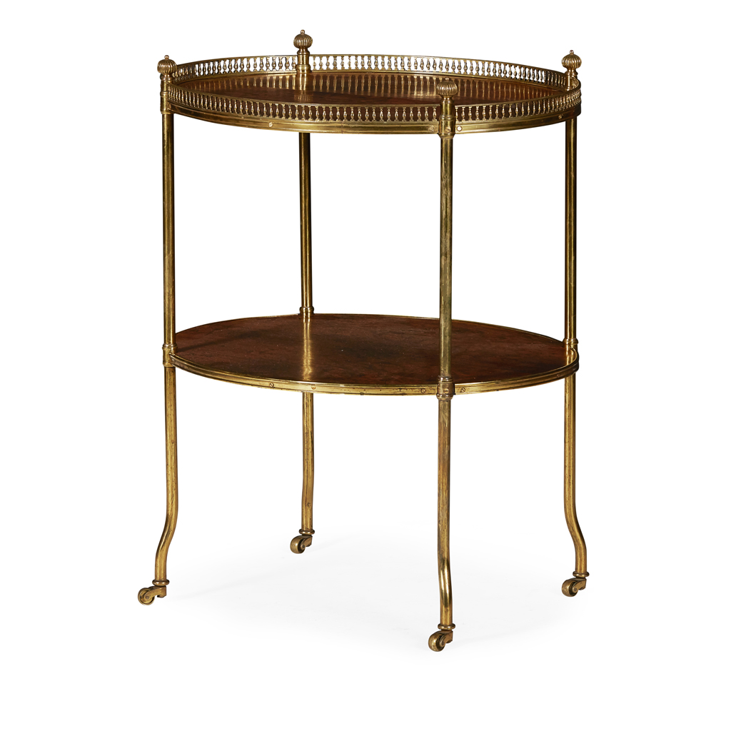 Appraisal: REGENCY ROSEWOOD AND BRASS ETAGERE EARLY TH CENTURY the oval