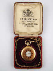 Appraisal: A carat gold half hunter pocket watch London dial and