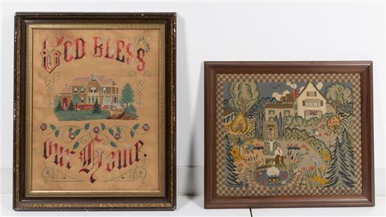 Appraisal: Sale Lot Two Needlepoint Panels th century the first depicting