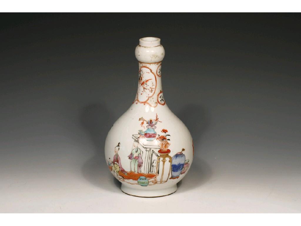 Appraisal: A CHINESE FAMILLE ROSE BOTTLE VASE with a swollen neck