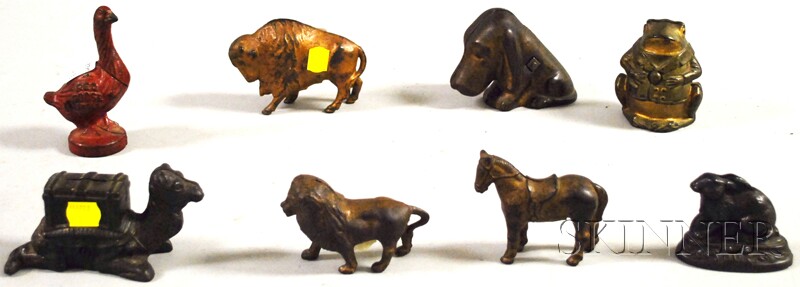 Appraisal: Eight Small Painted Cast Iron Animal Figural Still Banks including