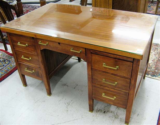 Appraisal: FLAT-TOP MAHOGANY DESK American mid th century the rectangular top