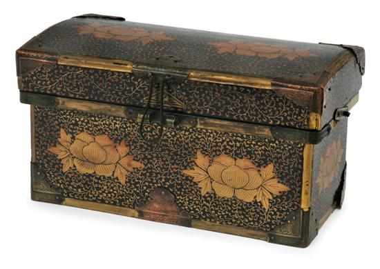 Appraisal: A Japanese black lacquered document box Late Meiji period -