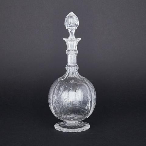 Appraisal: English Rock-Crystal Cut Glass Decanter late th century with stopper