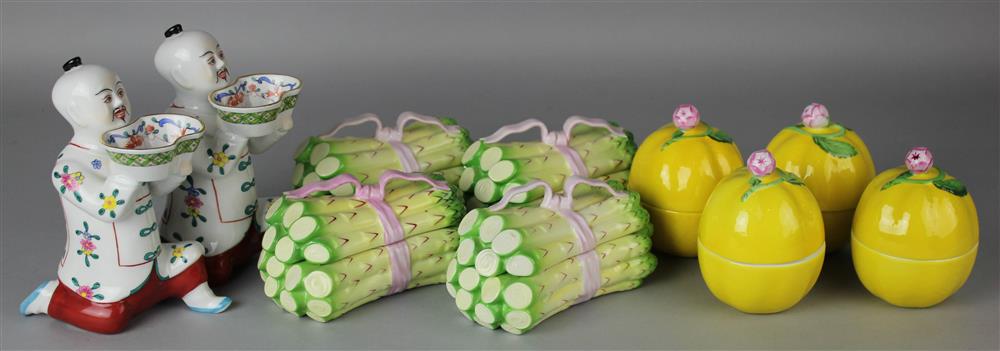 Appraisal: TEN HEREND NOVELTY PIECES INCLUDING FOUR ASPARAGUS BOXES FOUR LEMON