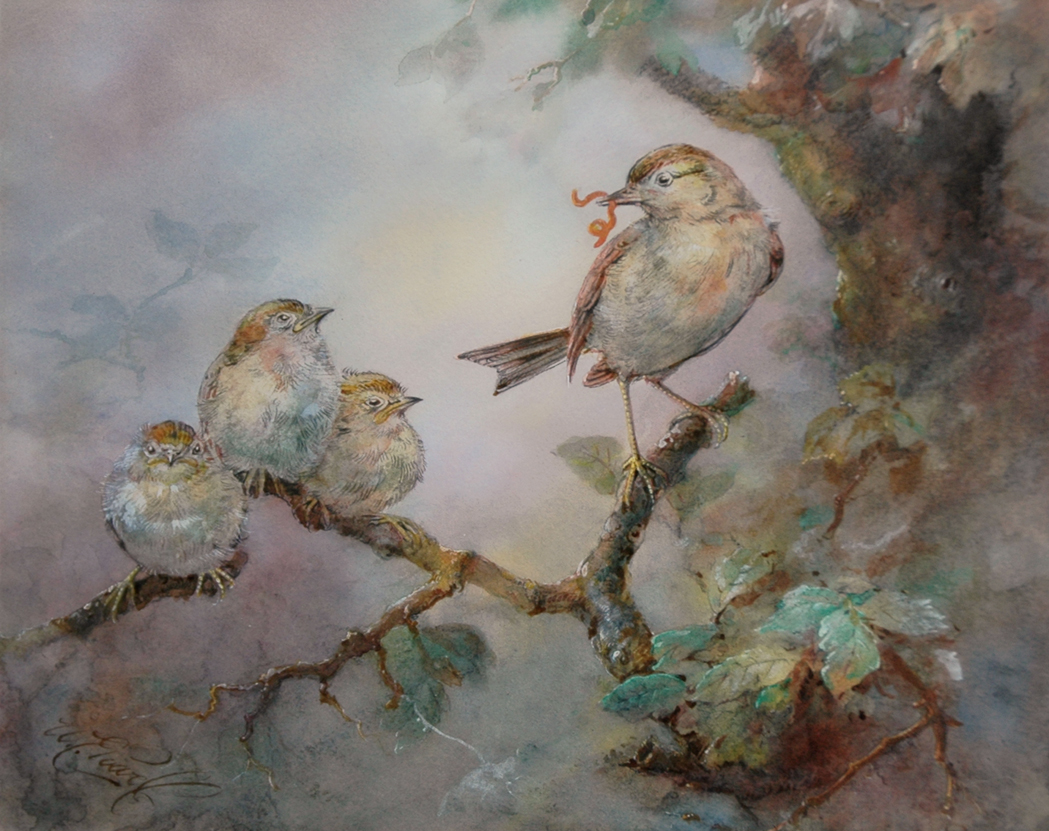 Appraisal: William E Powell British circa - Chiff-Chaff and Green Finch