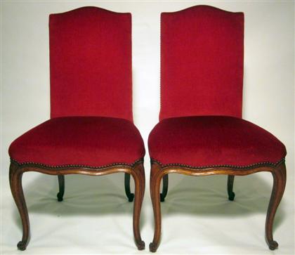 Appraisal: Pair Louis XV style carved walnut side chairs early th