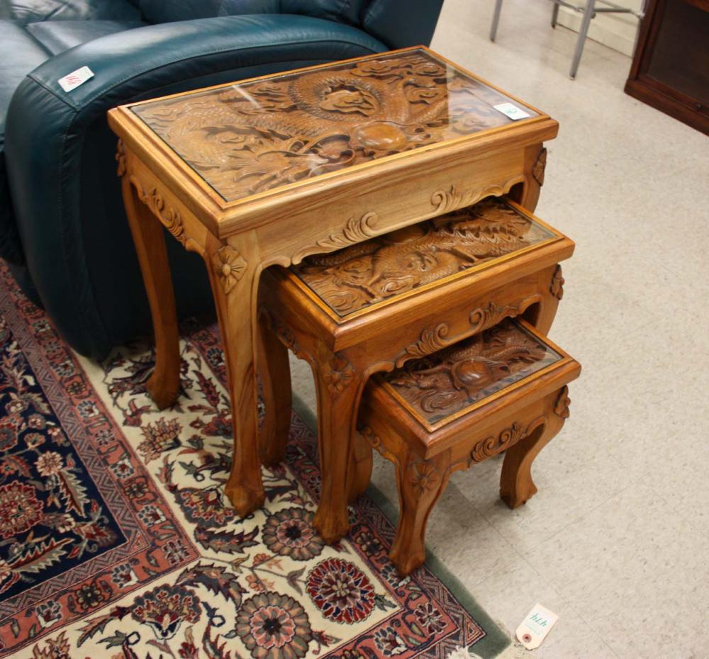 Appraisal: A SET OF THREE NESTING TABLES Asian th century in