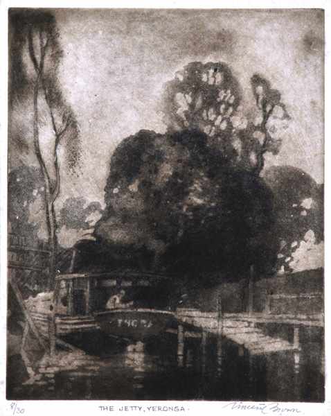 Appraisal: VINCENT BROWN - The Jetty Yeronga etching x cm