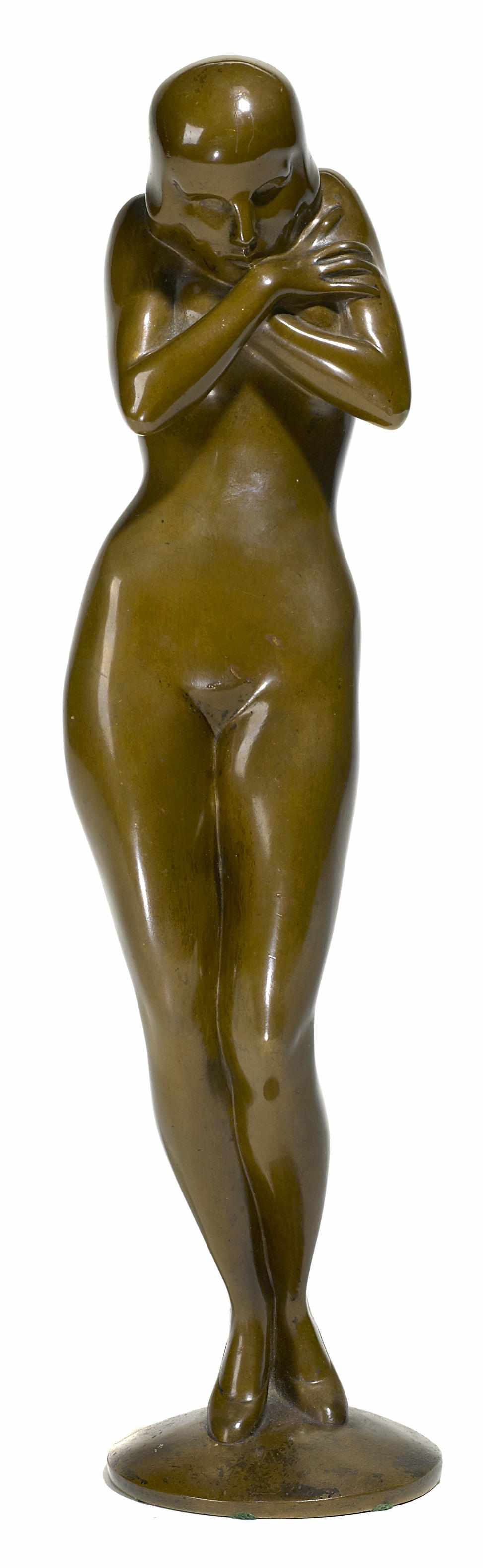 Appraisal: Wolfgang Schwartzkopff nude figure of a womanpatinated bronzestamped LAUCHHAMMER BILDGUSS