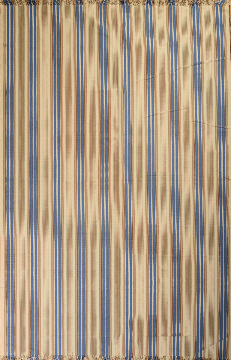 Appraisal: WOODARD WEAVE COTTON BLUE AND IVORY STRIPE CARPET Approx ft