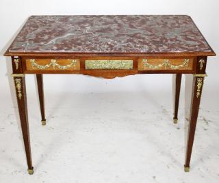 Appraisal: French Louis XVI bronze mounted table with marble French th