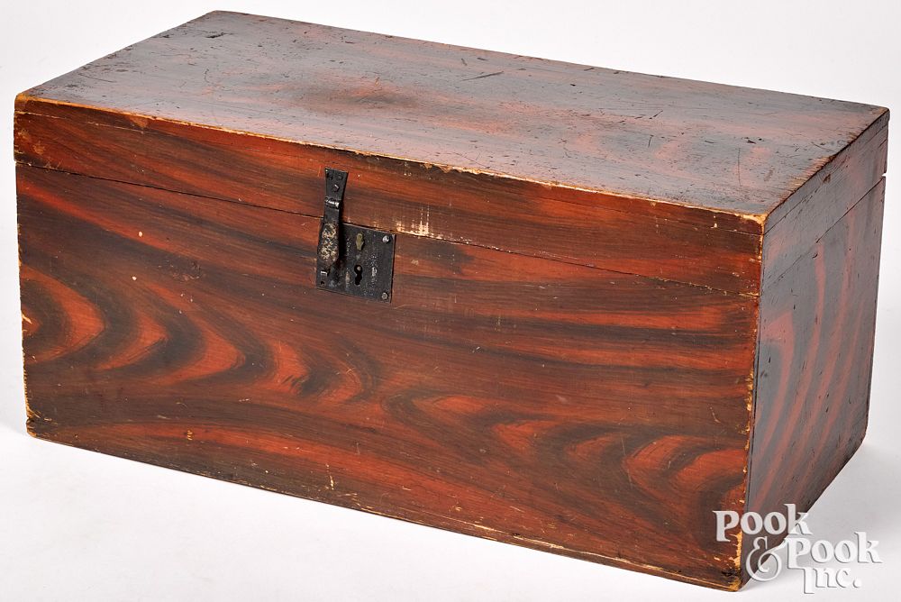 Appraisal: New England painted pine lock box th c New England