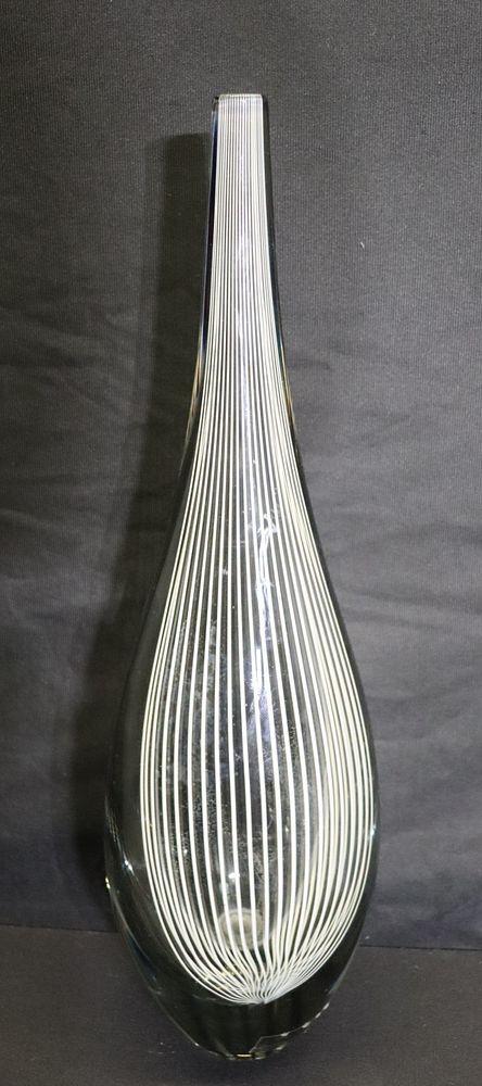 Appraisal: Lino Tagliapietra Signed Black and White Striped Vase Signed Lino