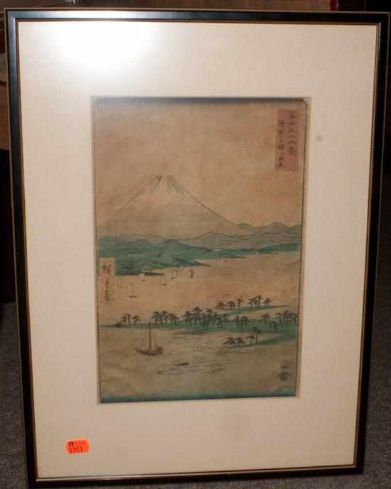 Appraisal: Framed Japanese Print Hiroshige ''View of Mt Fuji'' color woodcut