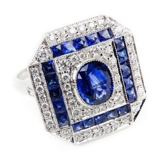 Appraisal: Approx Carat Sapphire Carat Diamond and Platinum Ring Approx Carat