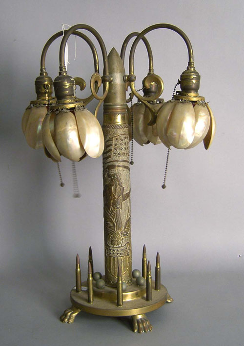 Appraisal: Patriotic trench art table lamp early th c h