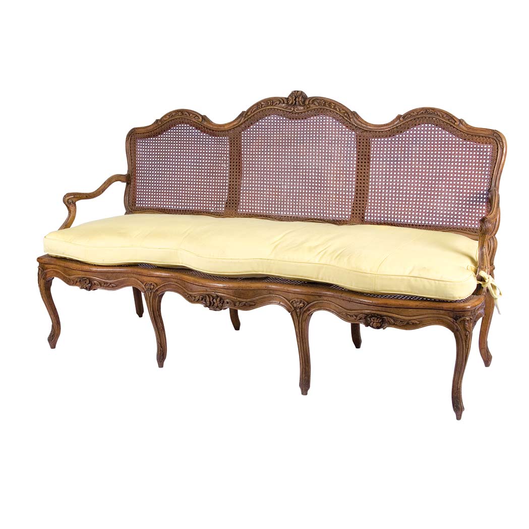 Appraisal: Provincial Louis XV Beechwood Settee Mid th century The serpentine