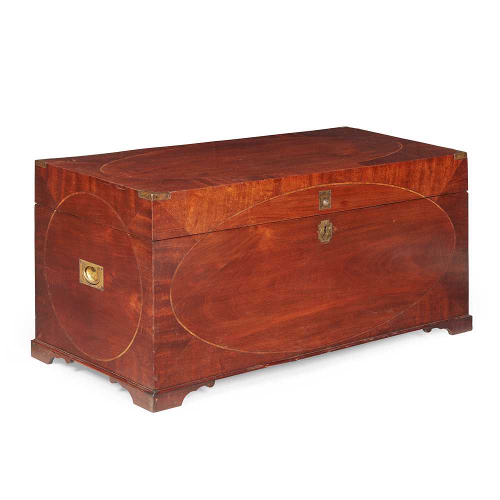 Appraisal: REGENCY MAHOGANY CAMPHOR AND BRASS BANDED CAMPAIGN CHEST TH CENTURY