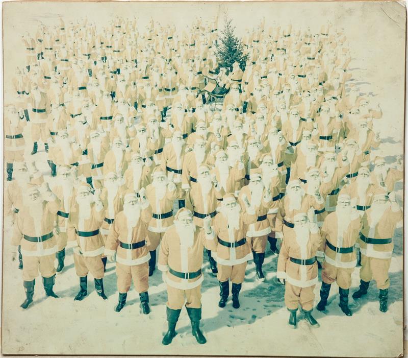 Appraisal: Richard Beattie Untitled Santas with Watches Color photograph mounted to