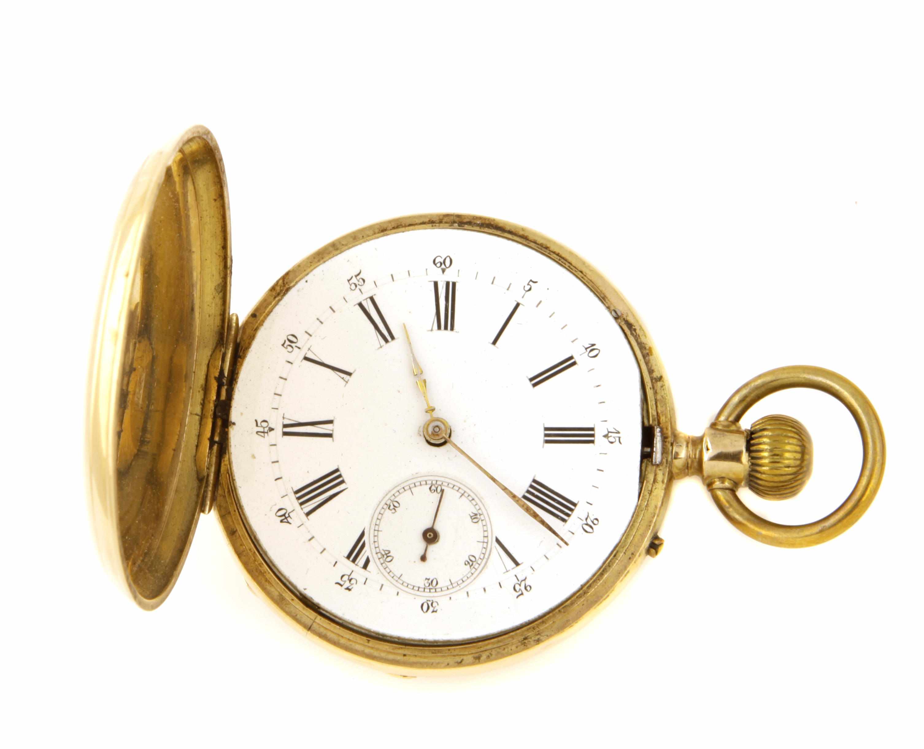 Appraisal: A k gold hunting case pocket watch Swiss with metal