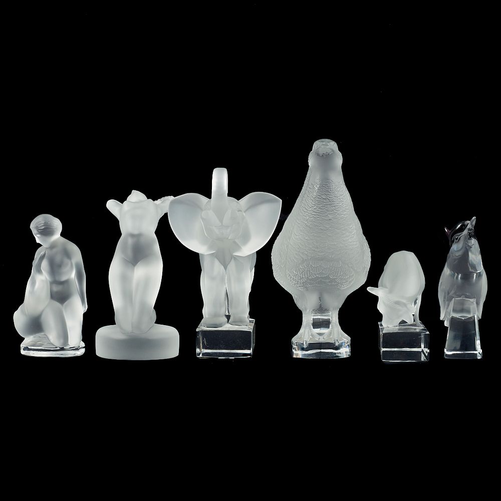 Appraisal: Grp Lalique Crystal Glass Figures Lalique France Group of six