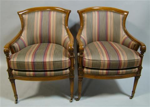 Appraisal: PAIR OF HENREDON REGENCY STYLE ARMCHAIRS th century the curved