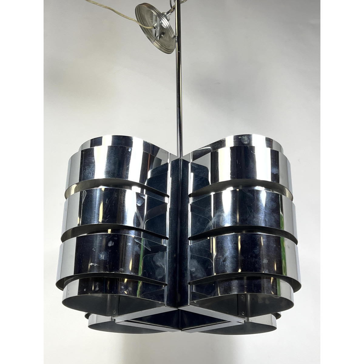 Appraisal: Mid Century Modern Art Deco style Chrome Chandelier C JERE