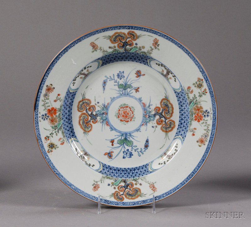 Appraisal: Five-Color Ware Plate China th century underglaze blue decoration with