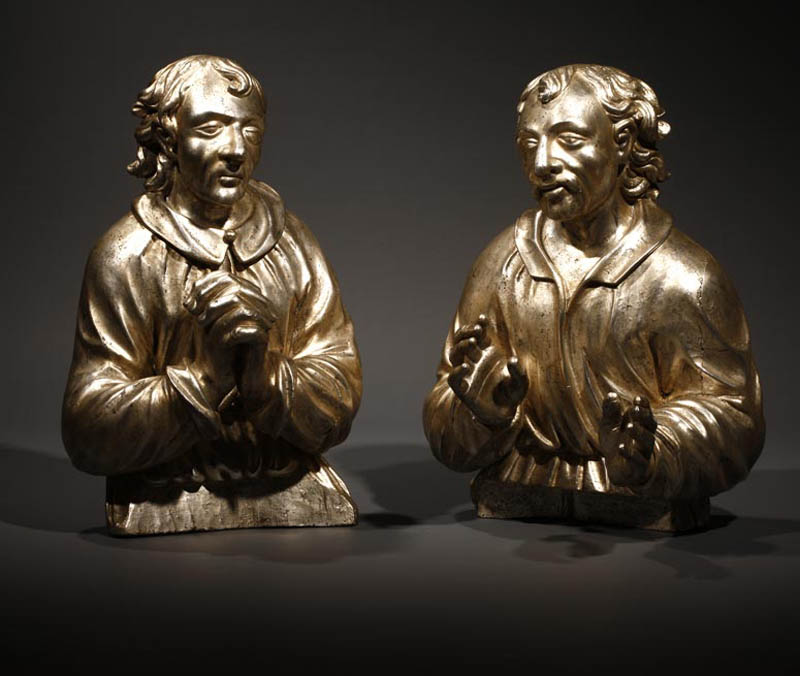 Appraisal: A pair of Spanish Colonial silvered figures A pair of