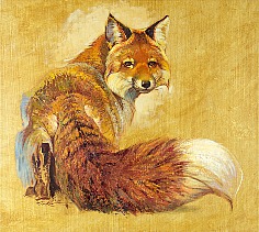 Appraisal: Ezra Tucker Present Foxacrylic on canvas x in