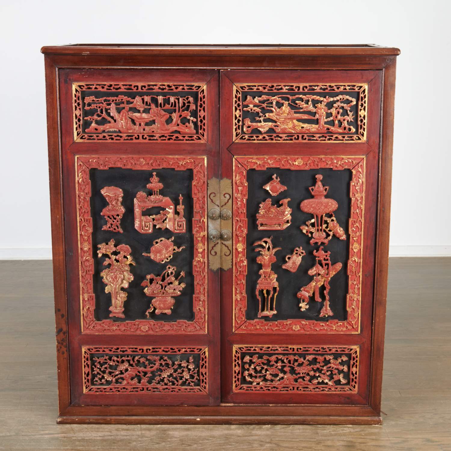 Appraisal: CHINESE CABINET WITH ANTIQUE PANEL DOORS c th c and